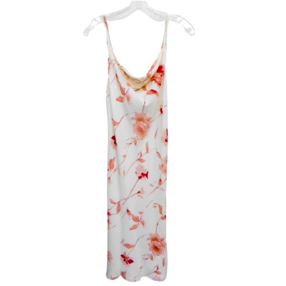 New York & Co. Cream & Floral Maxi Slip Dress NWT Spaghetti Strap Size 6 Y2K